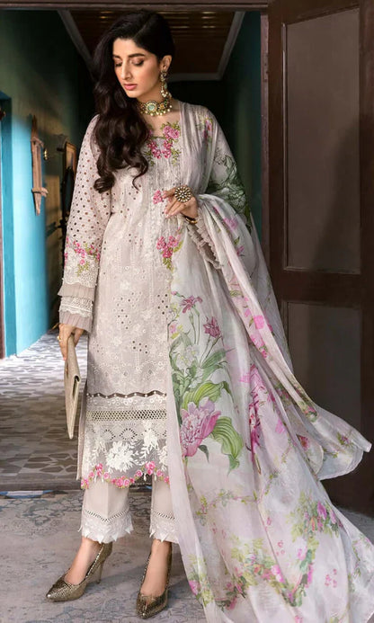 3PCS ELAF Chikankari Embroidered With Digital Printed Dupatta Lawn Collection ULM-1056