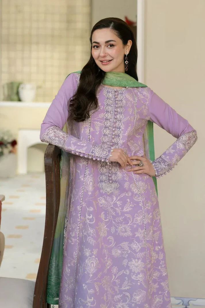 3PCS Embroidered Shirt with Digital Printed Jacquard Dupatta Lawn Collection BULM- 1376
