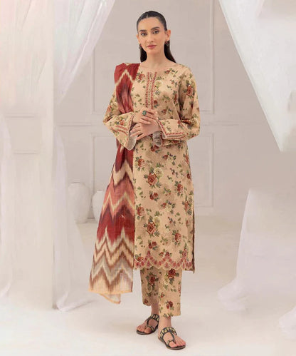 3PCS  Lawn Printed Shirt With Digital Printed Dupatta Lawn Collection ULM-1616